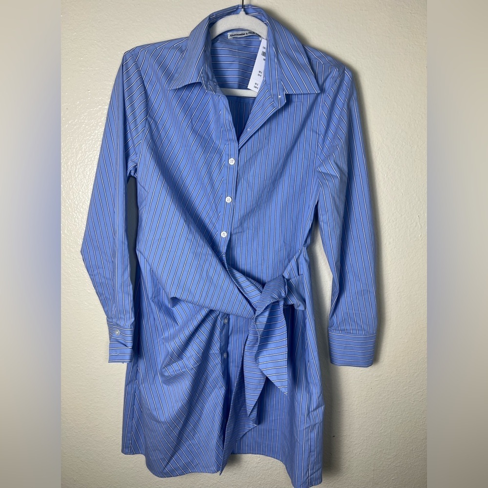 Abercrombie & Fitch women’s Light Blue Striped mini dress size SP - Picture 2 of 9